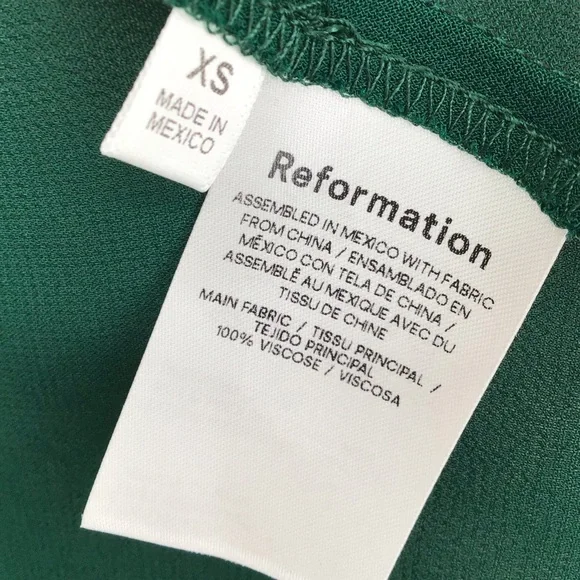NWT Reformation Green Slip Midi Dress Spaghetti Strap V-Neck size XS